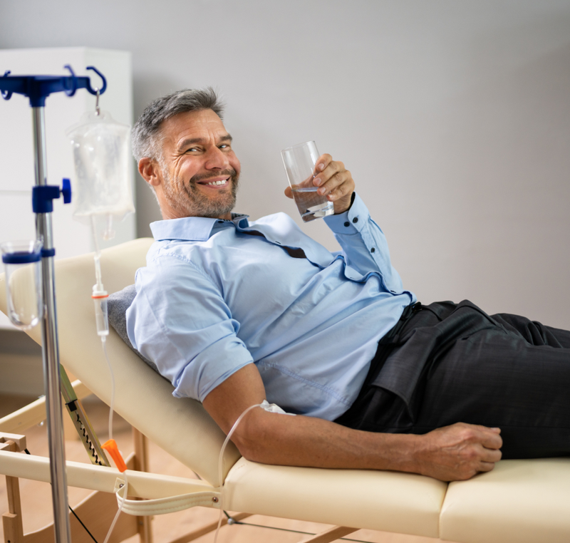 Man getting nutritional IV therapy